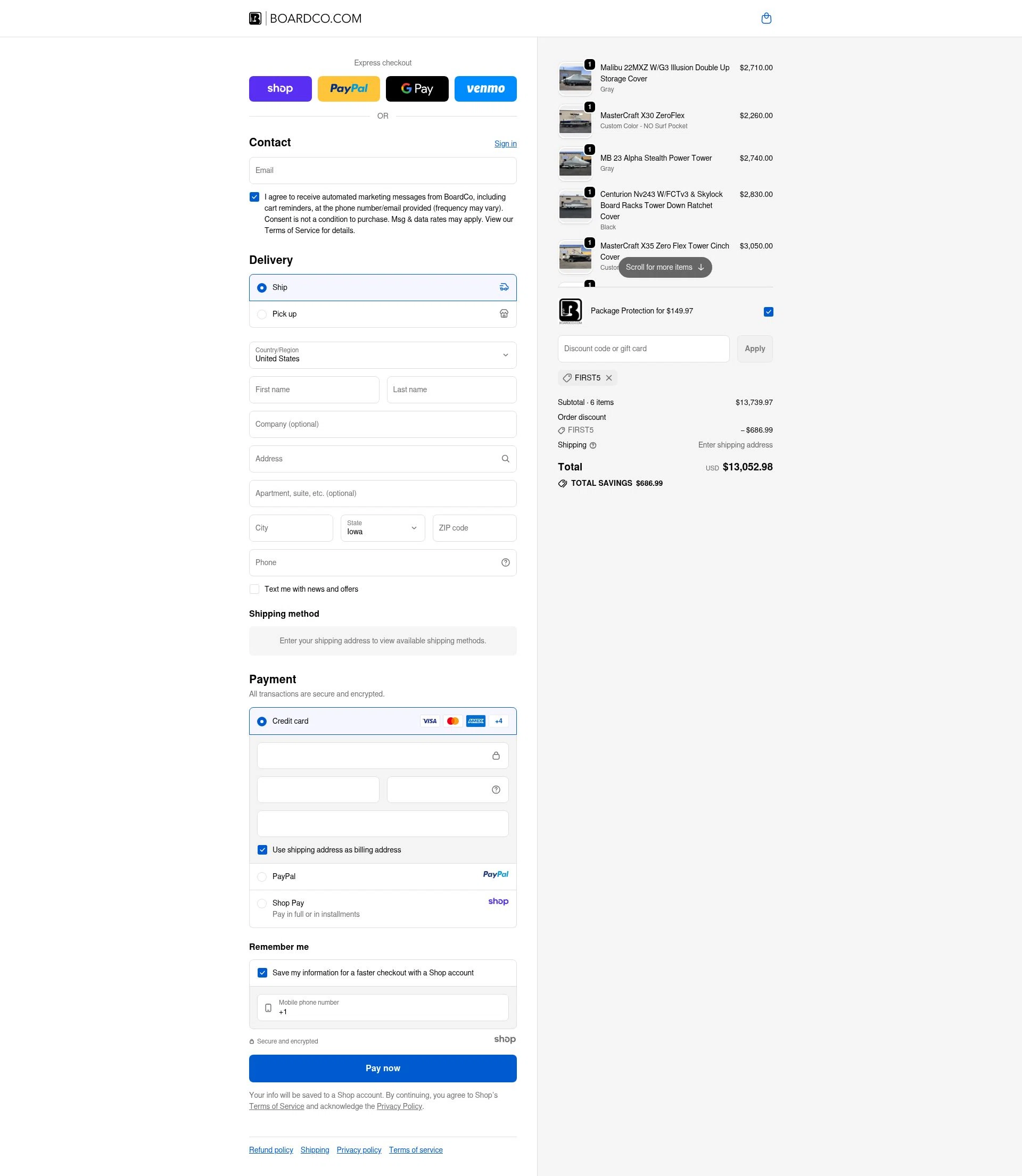 BoardCo checkout page showing BoardCo discount code box | Screenshot taken by SimplyCodes community member on Oct 17, 2025