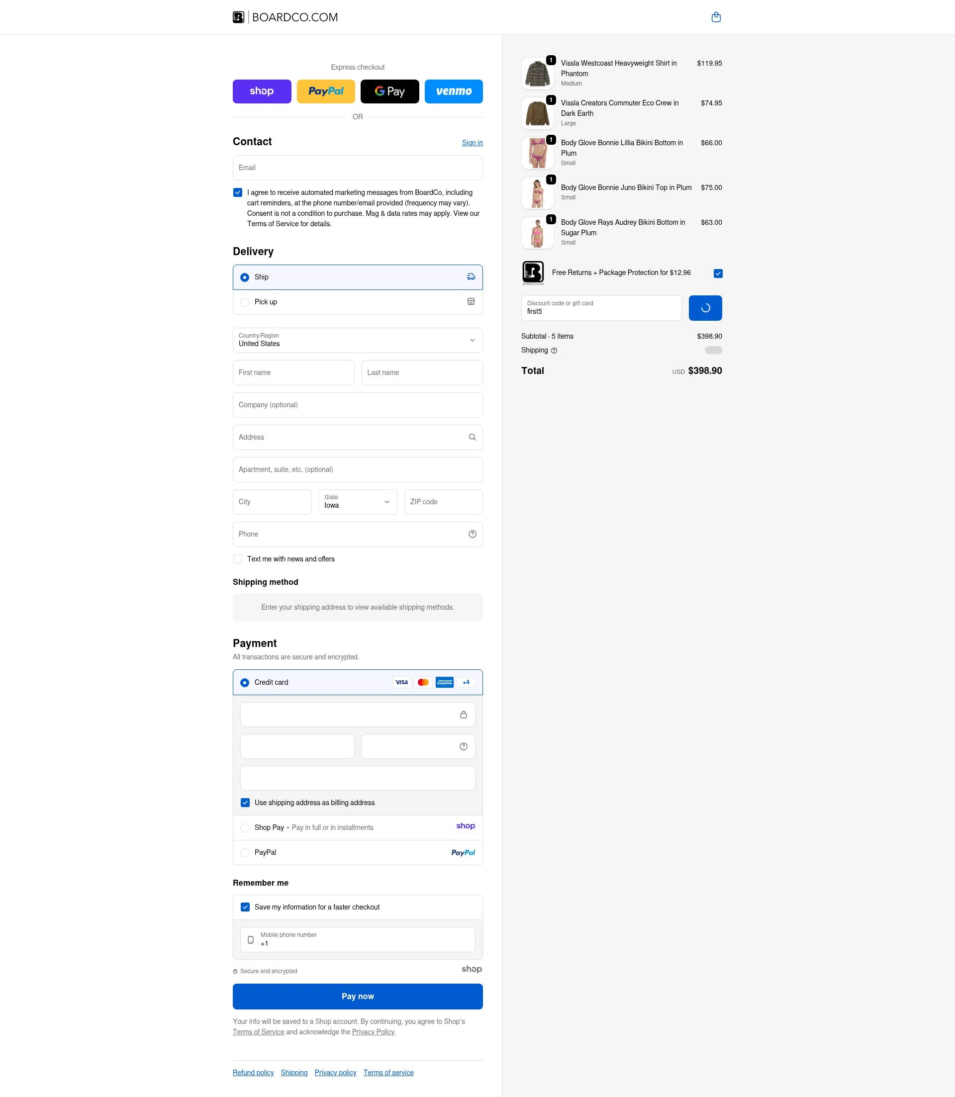 BoardCo checkout page showing BoardCo discount code box | Screenshot taken by SimplyCodes community member on Dec 21, 2025