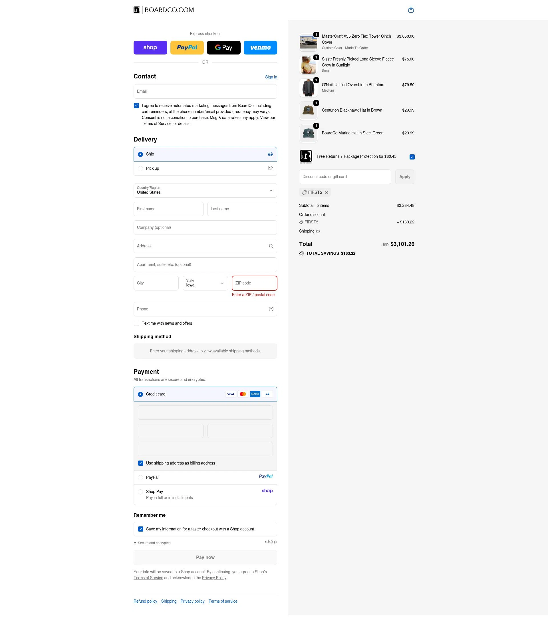 BoardCo checkout page showing BoardCo discount code box | Screenshot taken by SimplyCodes community member on Sep 19, 2025