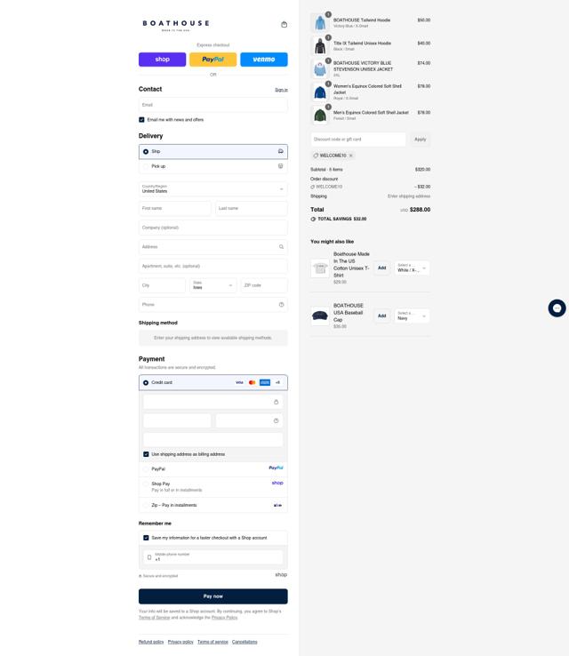 Boathouse Sports checkout page showing Boathouse Sports promo code box | Screenshot taken by SimplyCodes community member on Sep 12, 2025