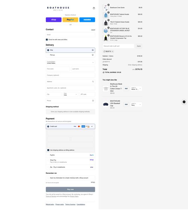 Boathouse Sports checkout page showing Boathouse Sports promo code box | Screenshot taken by SimplyCodes community member on Sep 4, 2025