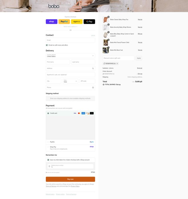 Boba Inc. checkout page showing Boba Inc. promo code box | Screenshot taken by SimplyCodes community member on Sep 3, 2025