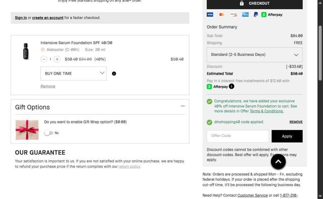Bobbi Brown checkout page showing Bobbi Brown discount code box | Screenshot taken by SimplyCodes community member on Sep 12, 2025