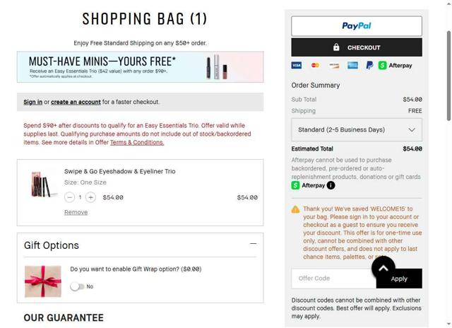 Bobbi Brown checkout page showing Bobbi Brown discount code box | Screenshot taken by SimplyCodes community member on Sep 10, 2025