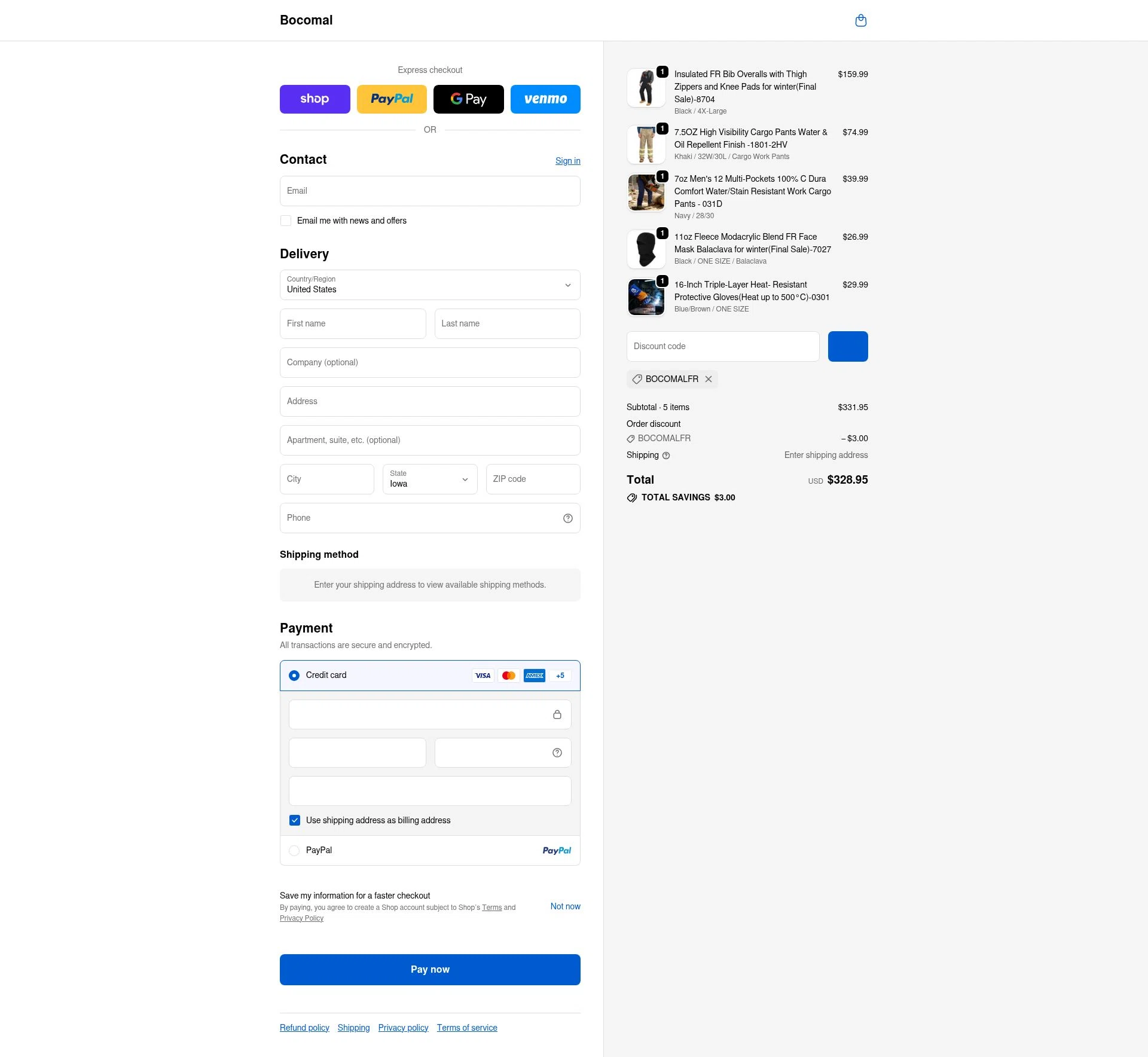 Bocomal Fr checkout page showing Bocomal Fr discount code box | Screenshot taken by SimplyCodes community member on Feb 19, 2026