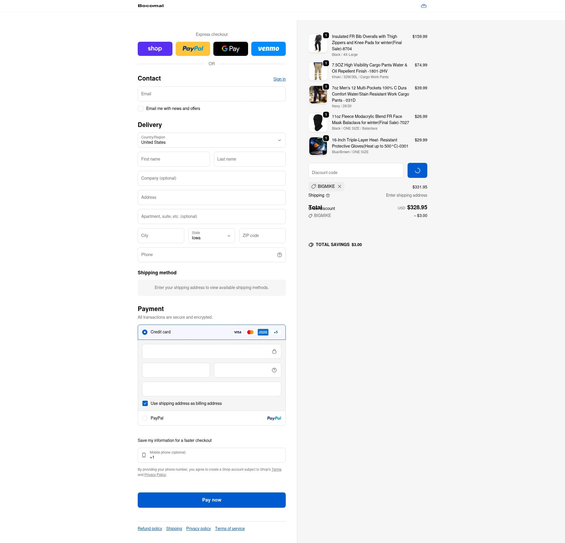 Bocomal Fr checkout page showing Bocomal Fr discount code box | Screenshot taken by SimplyCodes community member on Feb 10, 2026