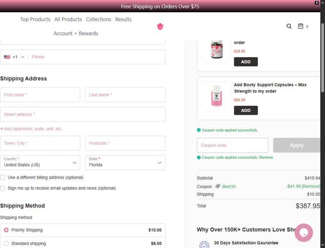 Bodied by Bella checkout page showing Bodied by Bella discount code box | Screenshot taken by SimplyCodes community member on Sep 11, 2025