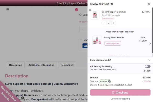 Bodied by Bella checkout page showing Bodied by Bella discount code box | Screenshot taken by SimplyCodes community member on Aug 29, 2025