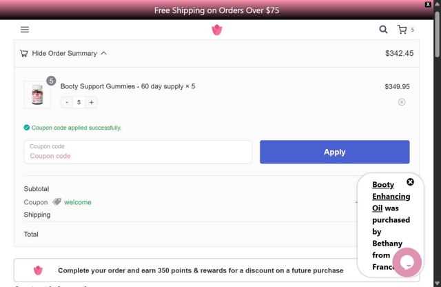 Bodied by Bella checkout page showing Bodied by Bella discount code box | Screenshot taken by SimplyCodes community member on Aug 29, 2025