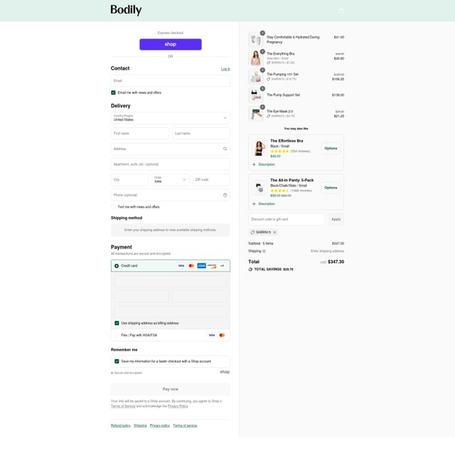 Bodily checkout page showing Bodily discount code box | Screenshot taken by SimplyCodes community member on Sep 4, 2025