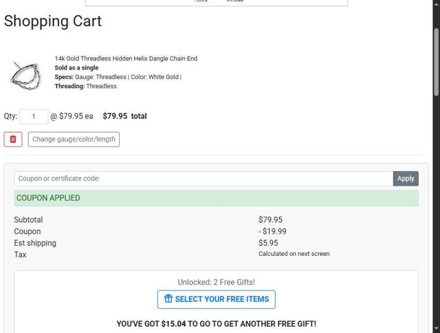 Bodyartforms checkout page showing Bodyartforms coupon code box | Screenshot taken by SimplyCodes community member on Jul 4, 2025