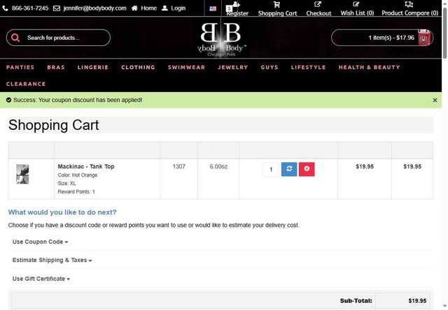 Body Body checkout page showing Body Body promo code box | Screenshot taken by SimplyCodes community member on Jul 24, 2025