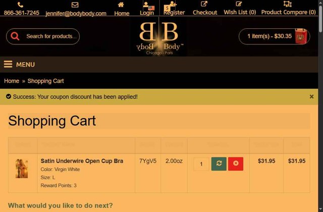 Body Body checkout page showing Body Body promo code box | Screenshot taken by SimplyCodes community member on Jul 22, 2025