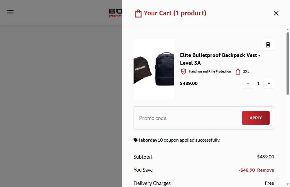 Bodyguard checkout page showing Bodyguard discount code box | Screenshot taken by SimplyCodes community member on Dec 23, 2025