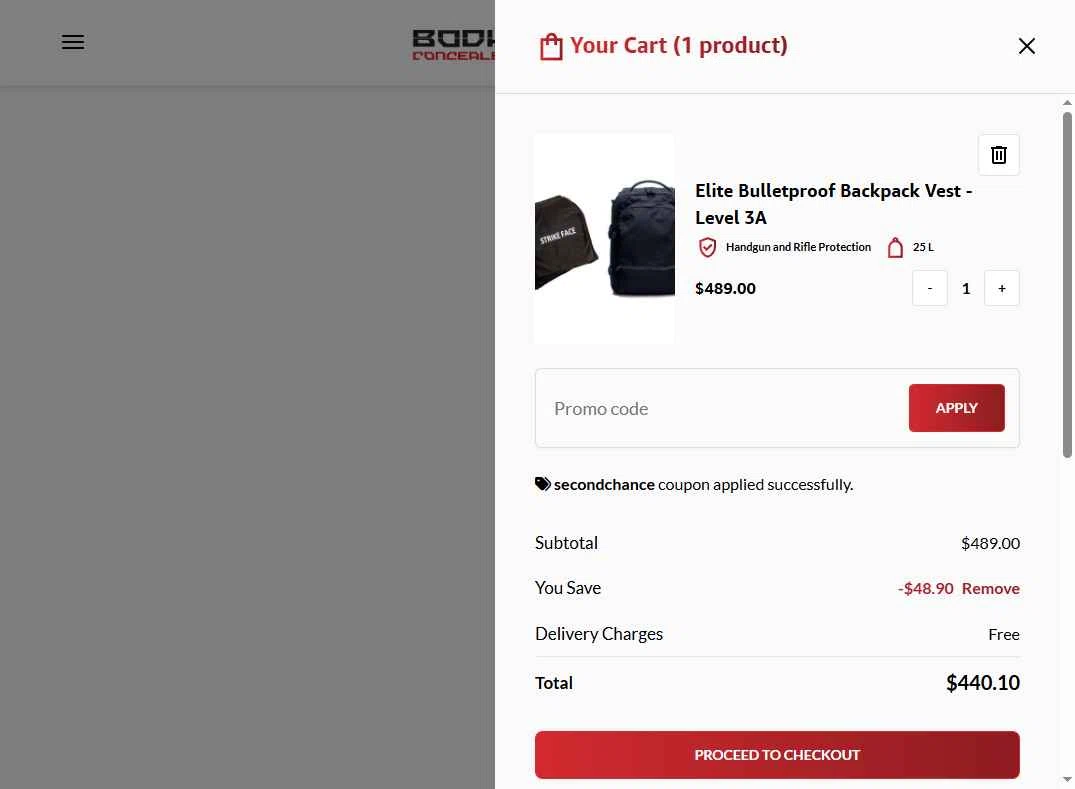 Bodyguard checkout page showing Bodyguard discount code box | Screenshot taken by SimplyCodes community member on Jan 10, 2026