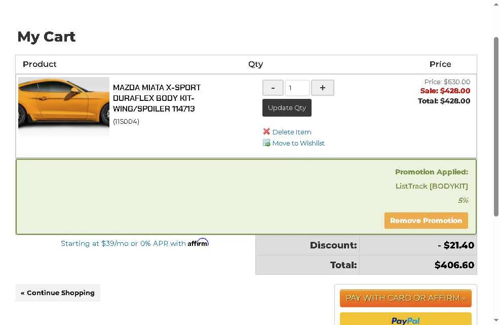 Body Kits checkout page showing Body Kits promo code box | Screenshot taken by SimplyCodes community member on Nov 18, 2025