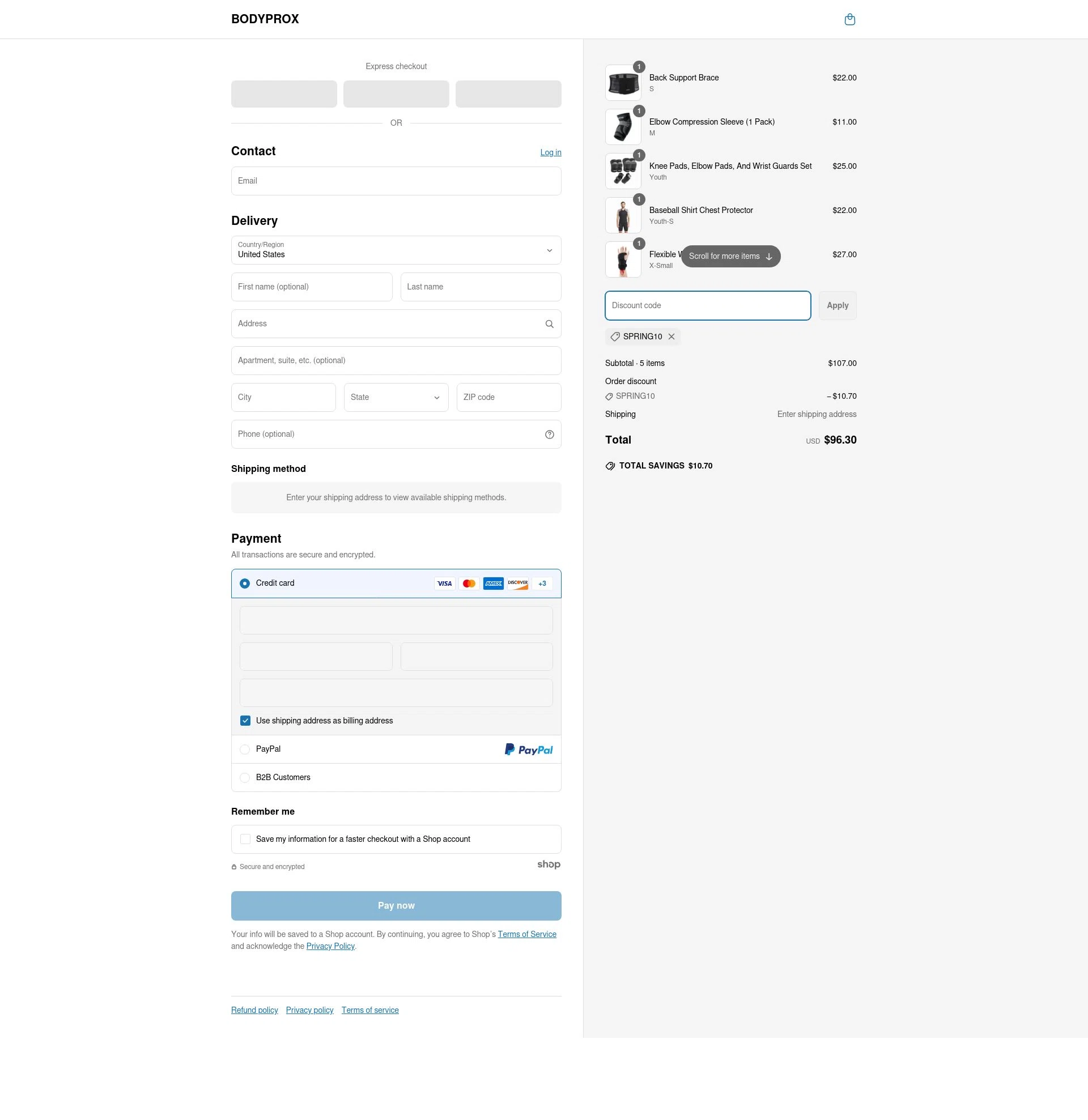 BODYPROX checkout page showing BODYPROX promo code box | Screenshot taken by SimplyCodes community member on Apr 8, 2025
