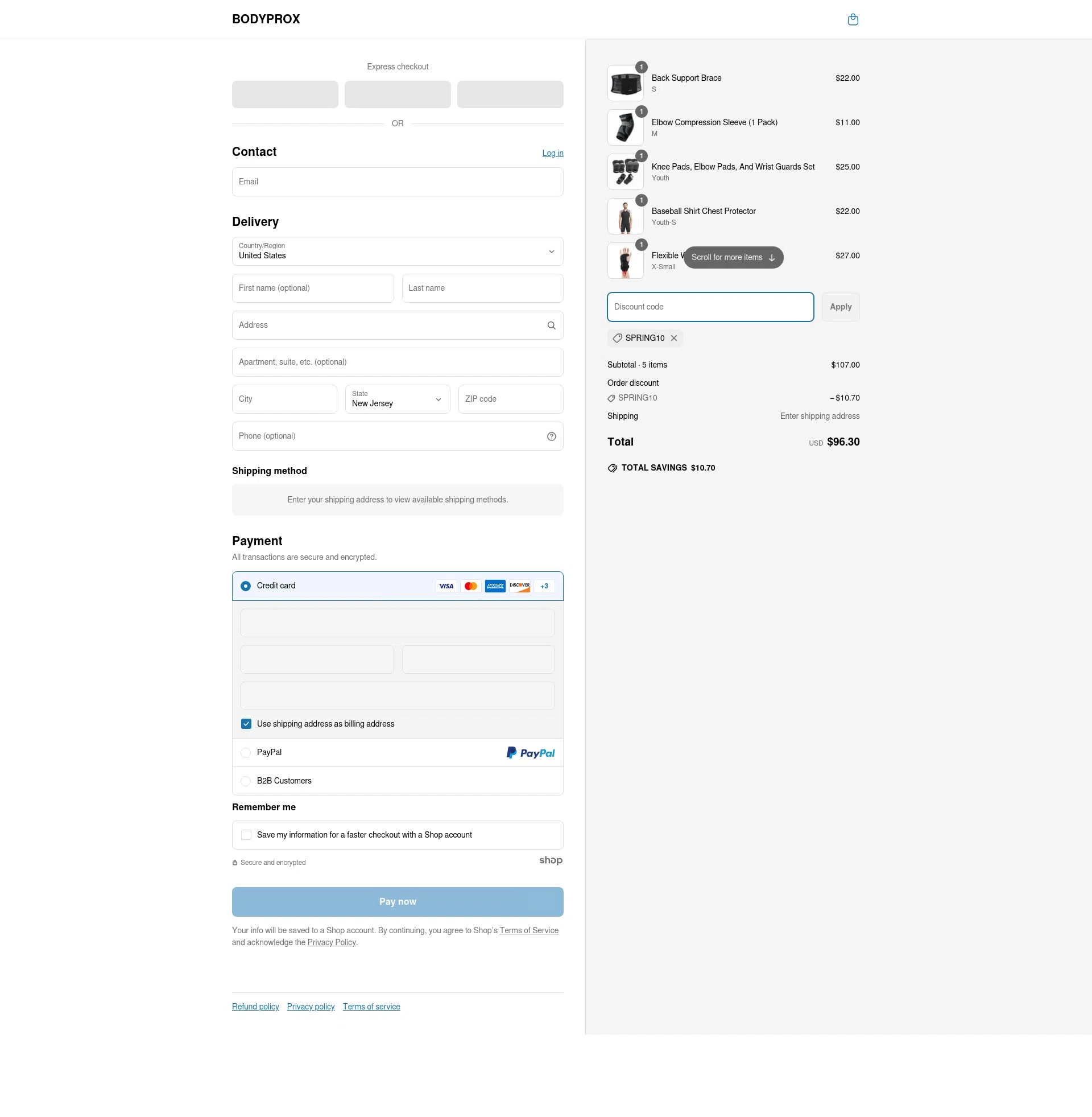 BODYPROX checkout page showing BODYPROX promo code box | Screenshot taken by SimplyCodes community member on May 19, 2025