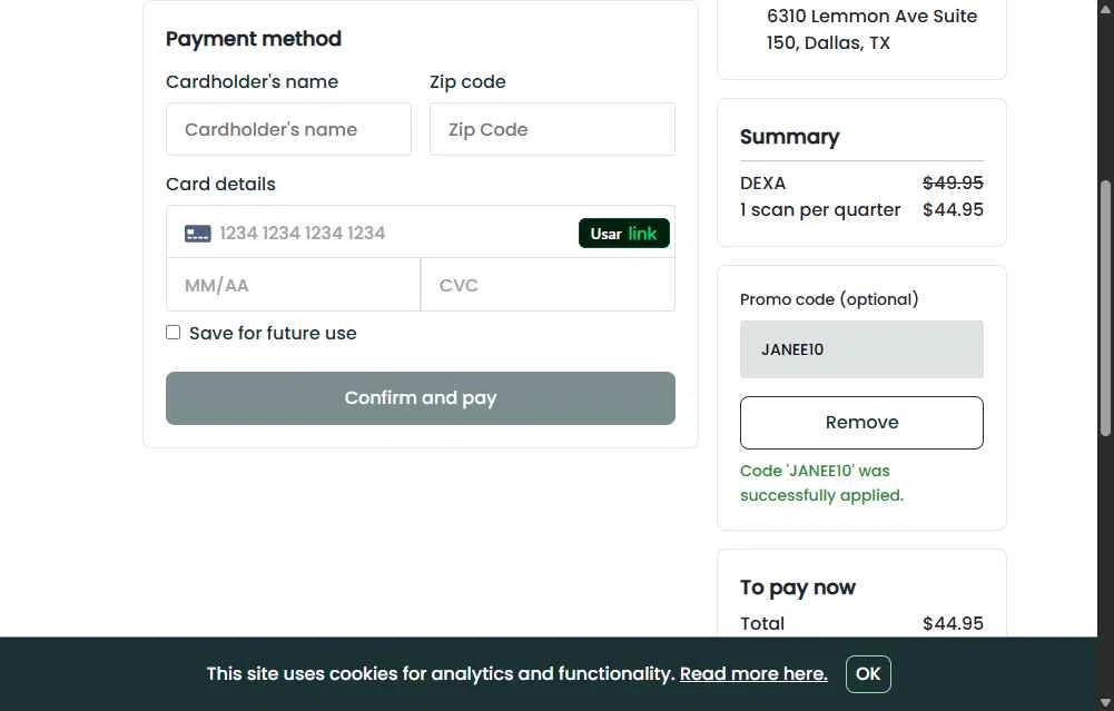 BodySpec checkout page showing BodySpec promo code box | Screenshot taken by SimplyCodes community member on Jun 1, 2025