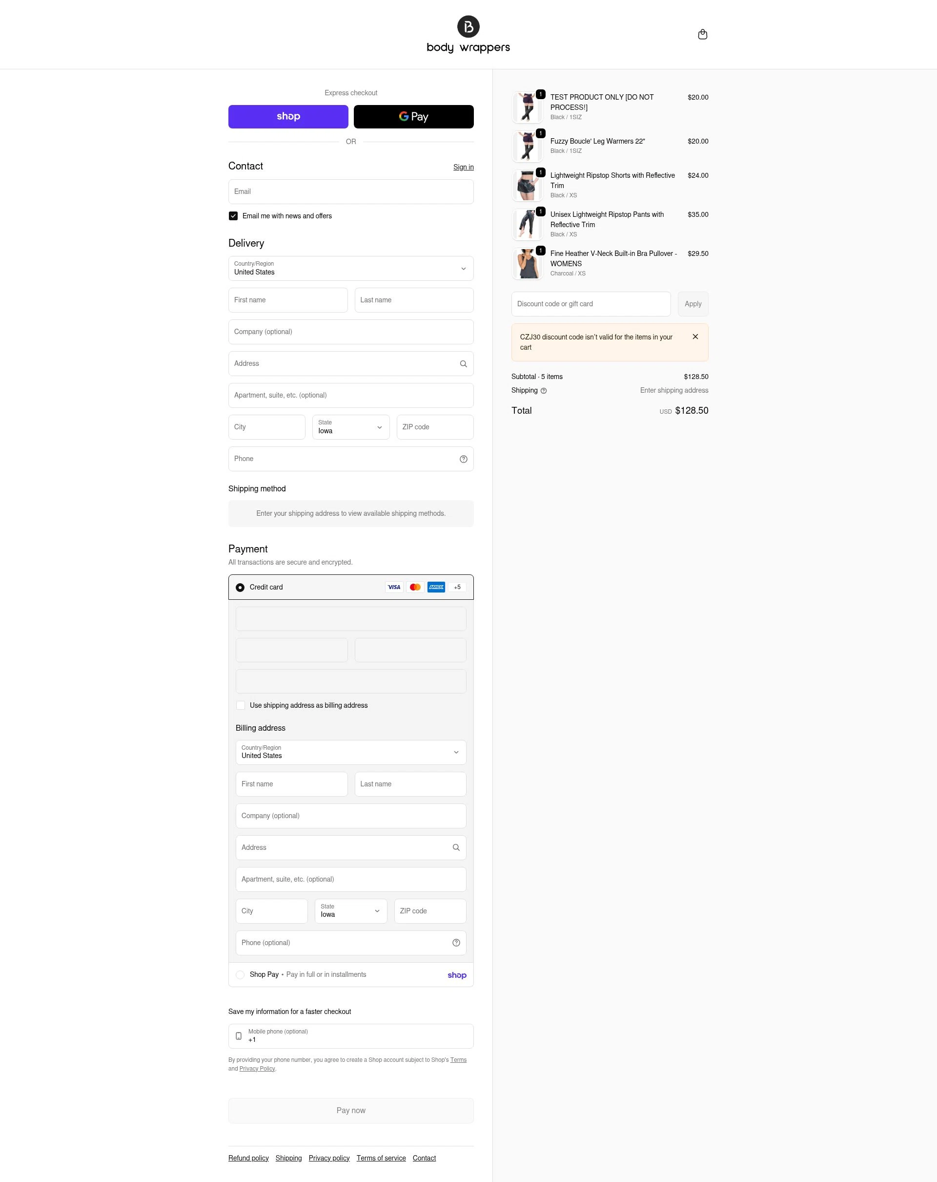 Body Wrappers checkout page showing Body Wrappers discount code box | Screenshot taken by SimplyCodes community member on Feb 19, 2026