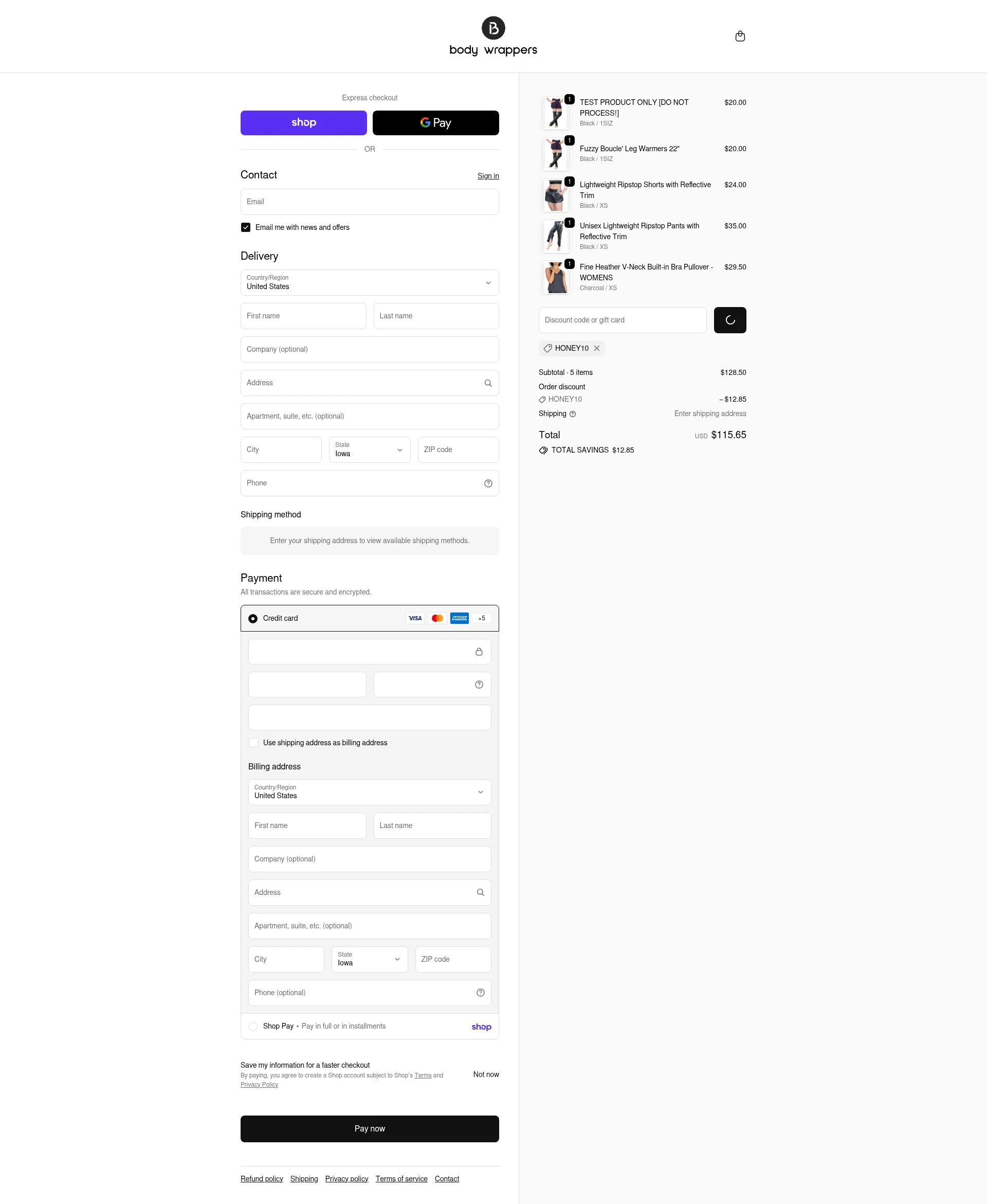 Body Wrappers checkout page showing Body Wrappers discount code box | Screenshot taken by SimplyCodes community member on Feb 15, 2026