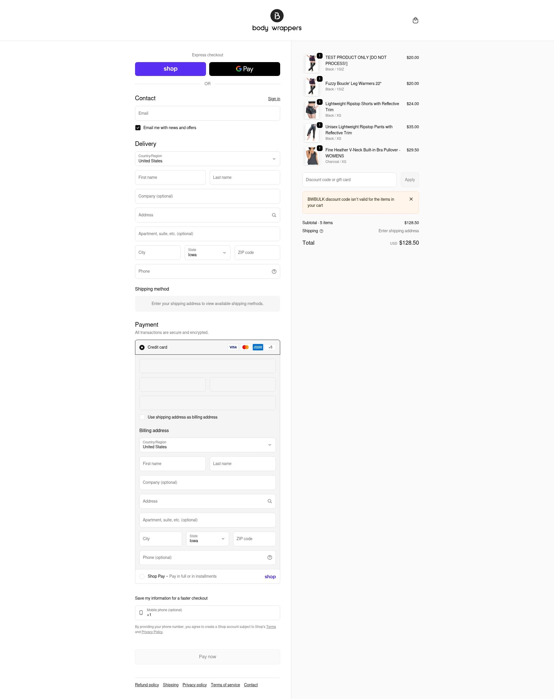 Body Wrappers checkout page showing Body Wrappers discount code box | Screenshot taken by SimplyCodes community member on Feb 19, 2026
