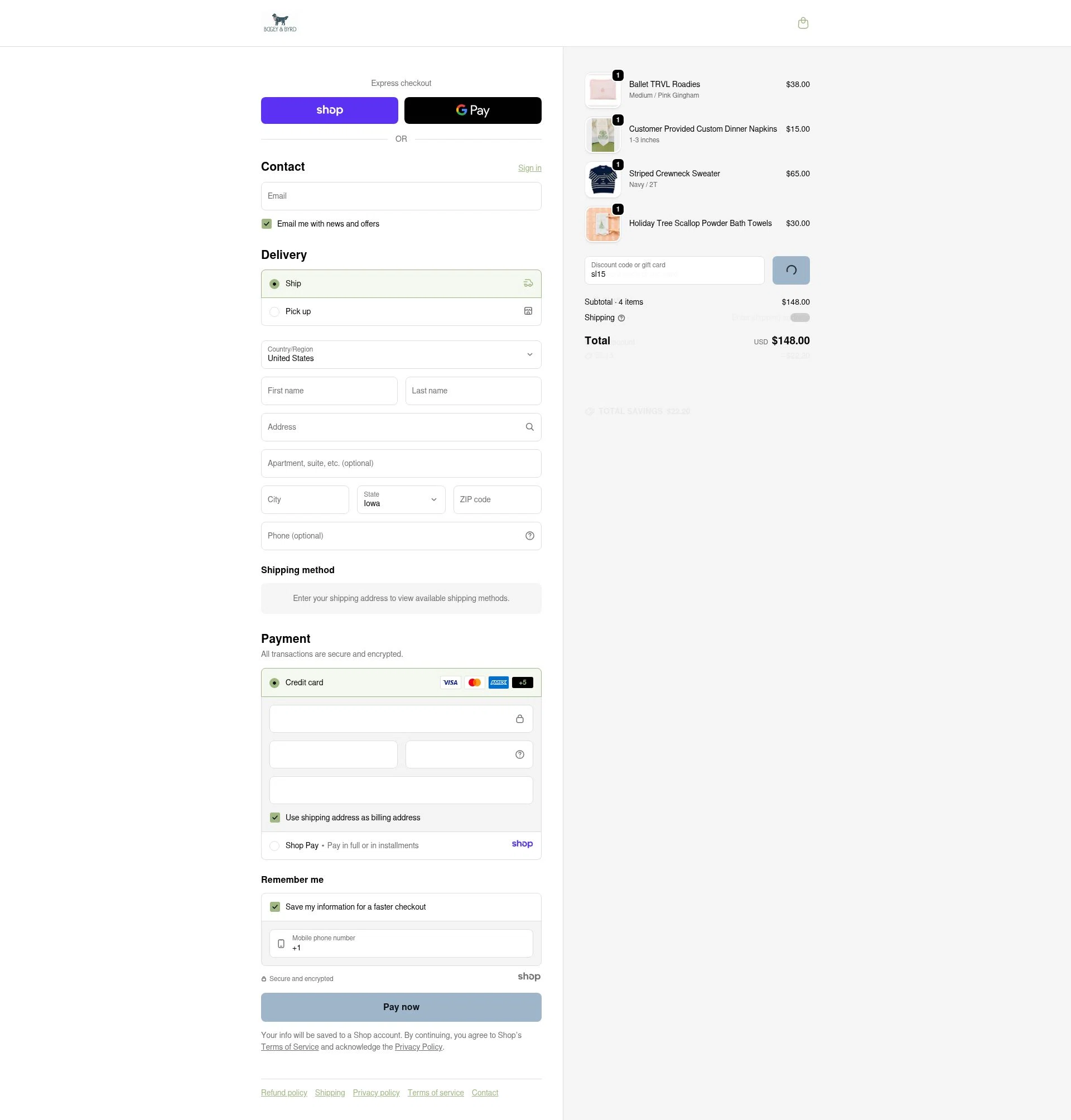 Bogey and Byrd checkout page showing Bogey and Byrd promo code box | Screenshot taken by SimplyCodes community member on Jan 8, 2026