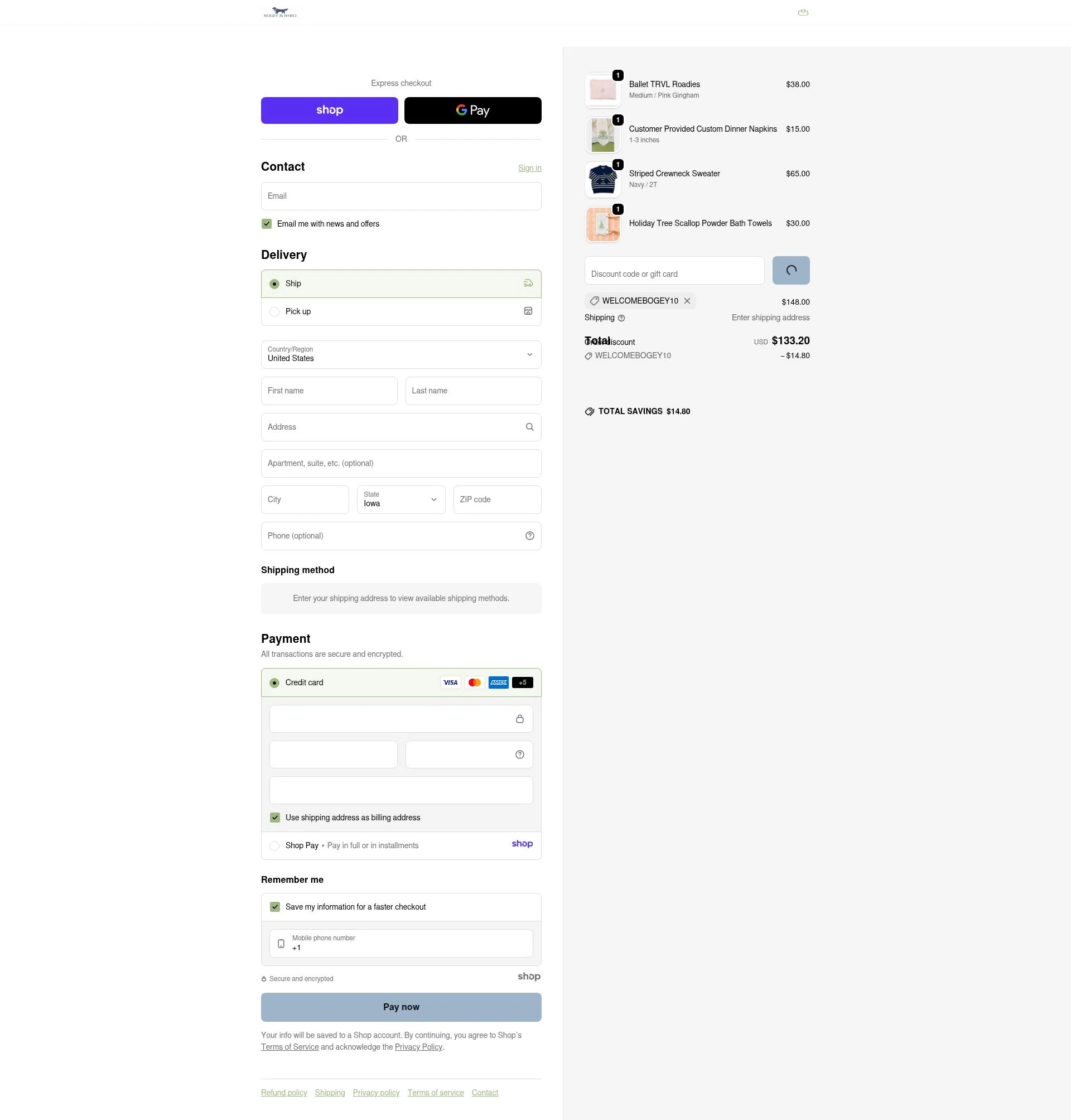 Bogey and Byrd checkout page showing Bogey and Byrd promo code box | Screenshot taken by SimplyCodes community member on Jan 3, 2026
