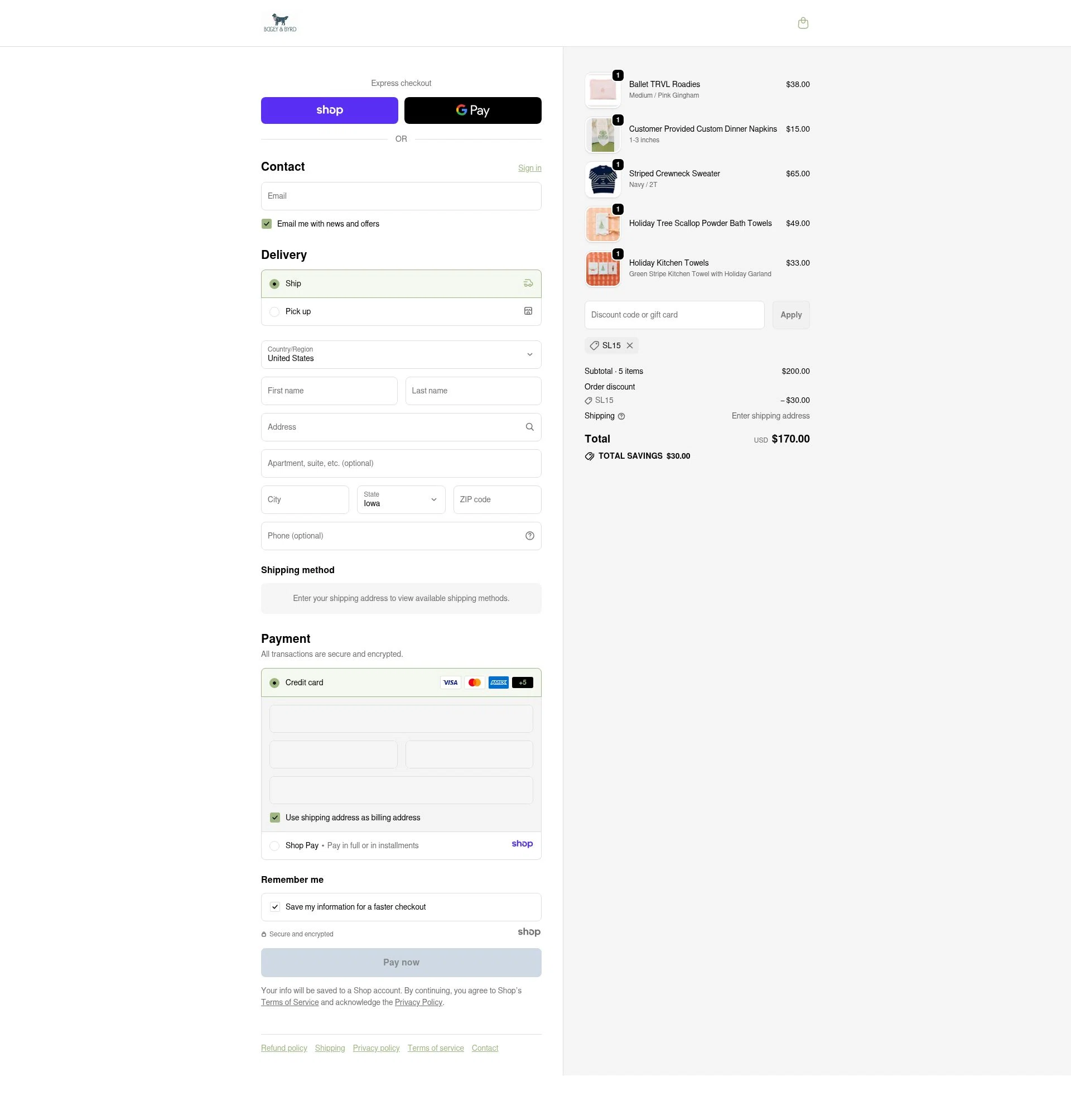 Bogey and Byrd checkout page showing Bogey and Byrd promo code box | Screenshot taken by SimplyCodes community member on Dec 29, 2025