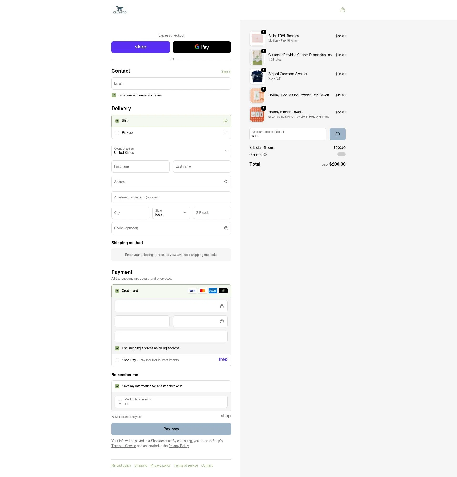 Bogey and Byrd checkout page showing Bogey and Byrd promo code box | Screenshot taken by SimplyCodes community member on Dec 17, 2025