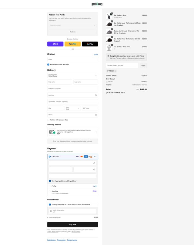 Bogey Bros checkout page showing Bogey Bros discount code box | Screenshot taken by SimplyCodes community member on Aug 29, 2025