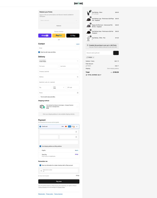 Bogey Bros checkout page showing Bogey Bros discount code box | Screenshot taken by SimplyCodes community member on Aug 25, 2025