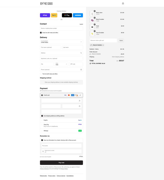 Boie USA checkout page showing Boie USA promo code box | Screenshot taken by SimplyCodes community member on Sep 4, 2025