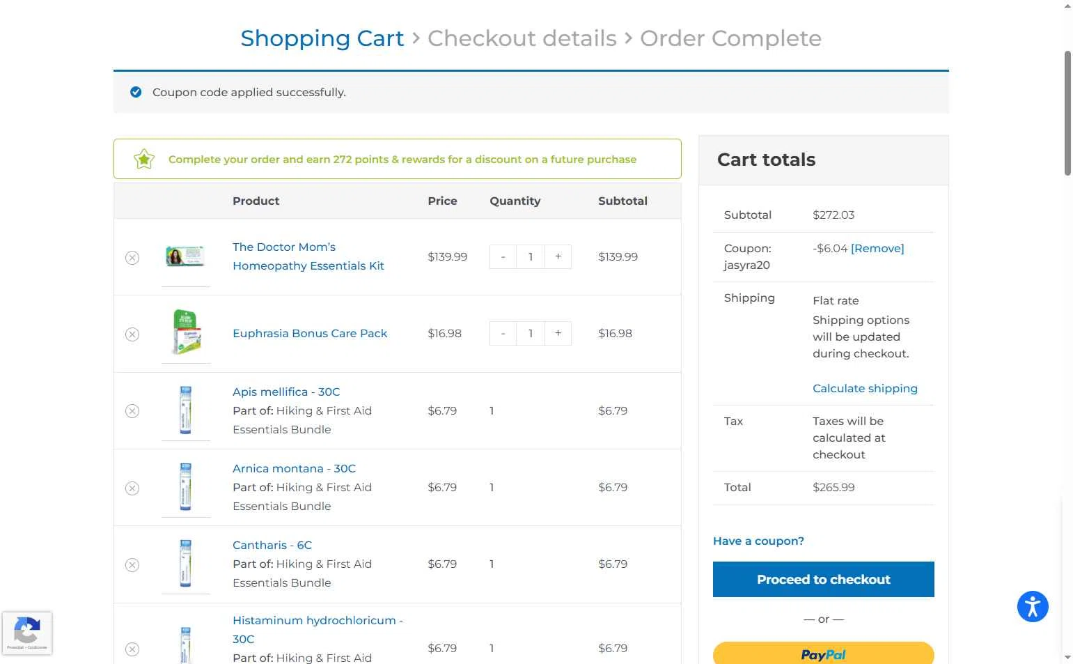 Boiron checkout page showing Boiron discount code box | Screenshot taken by SimplyCodes community member on Jan 31, 2026