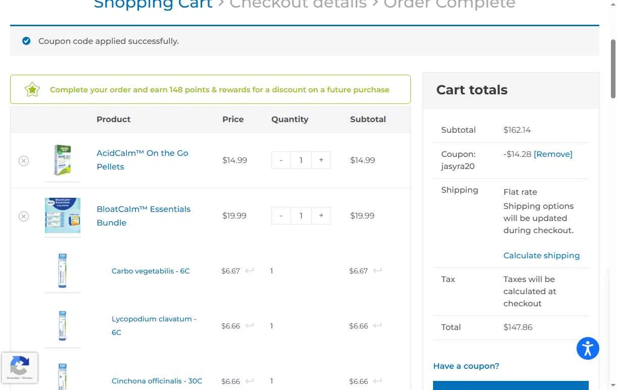 Boiron checkout page showing Boiron discount code box | Screenshot taken by SimplyCodes community member on Jan 31, 2026