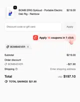 BOMB coupon verification screenshot