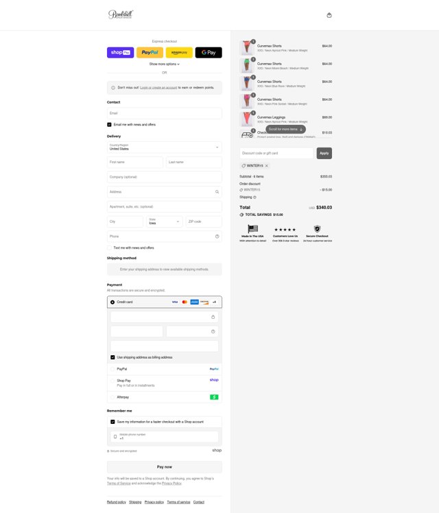 Bombshell Sportswear checkout page showing Bombshell Sportswear discount code box | Screenshot taken by SimplyCodes community member on Aug 26, 2025