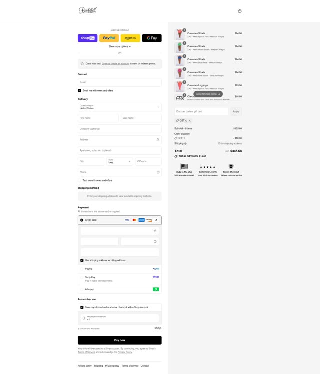 Bombshell Sportswear checkout page showing Bombshell Sportswear discount code box | Screenshot taken by SimplyCodes community member on Aug 26, 2025