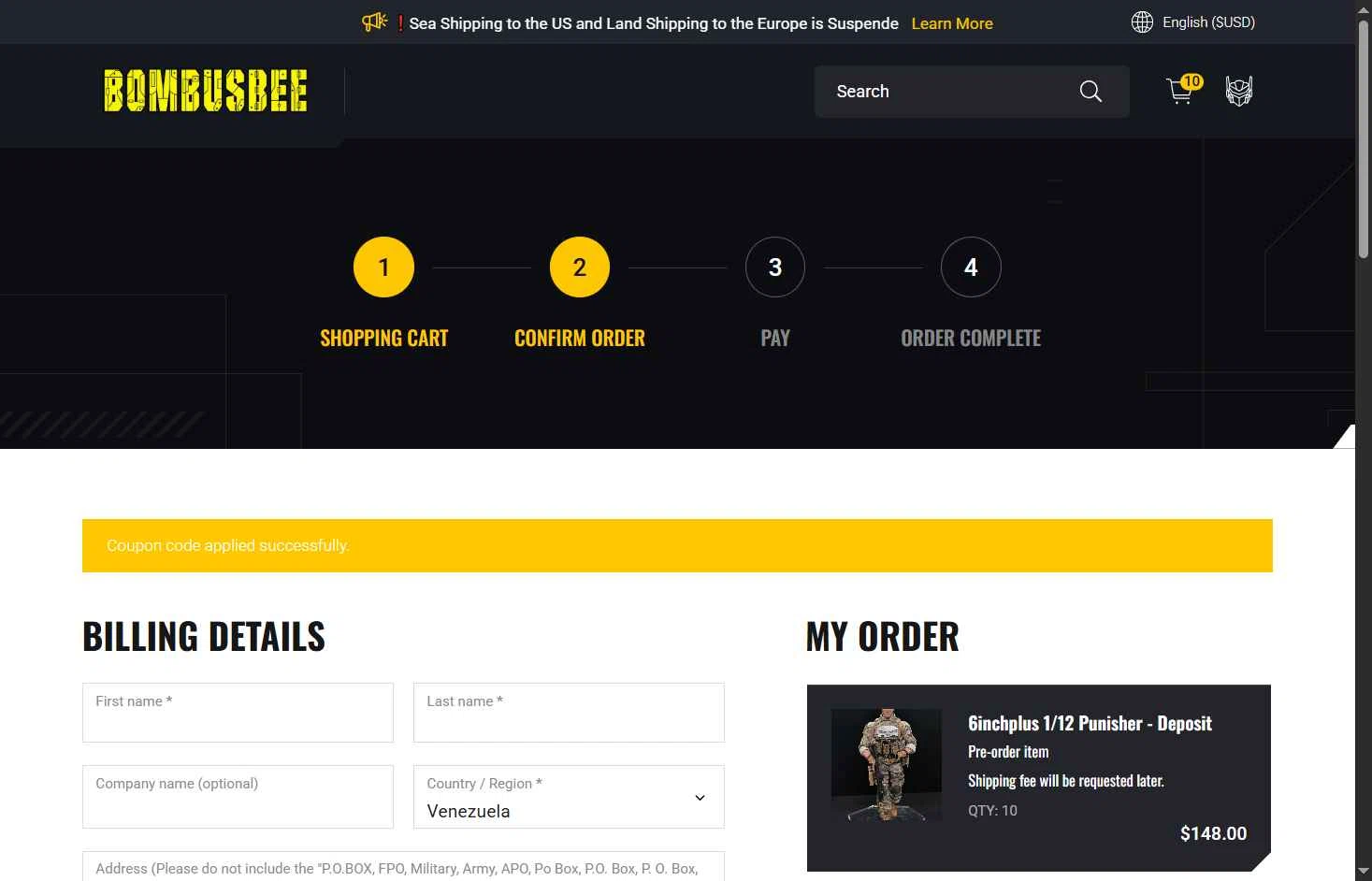 Bombusbee checkout page showing Bombusbee promo code box | Screenshot taken by SimplyCodes community member on Jan 17, 2026