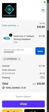 KATIERUNS coupon verification screenshot