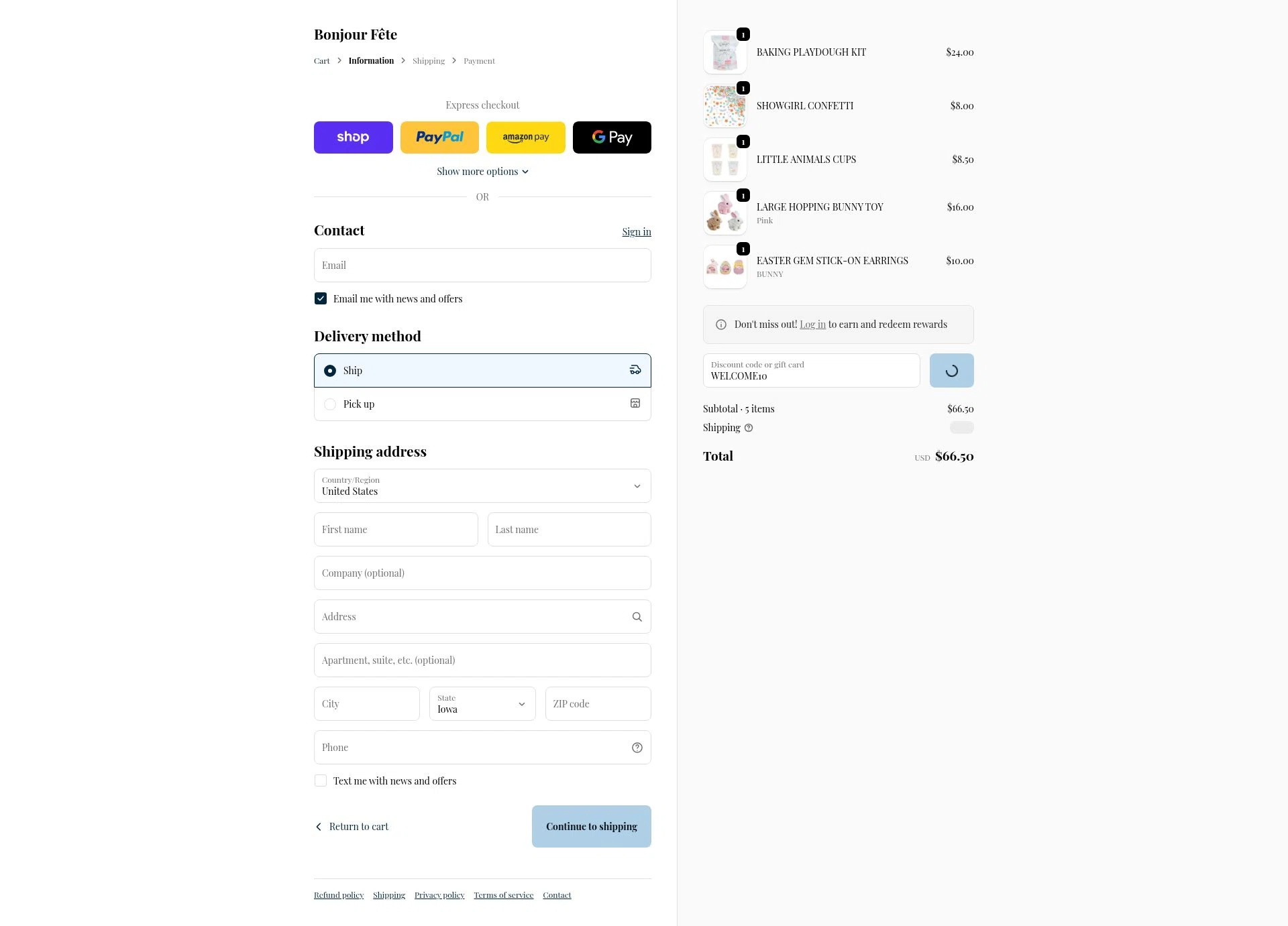 Bonjour Fête checkout page showing Bonjour Fête promo code box | Screenshot taken by SimplyCodes community member on Feb 5, 2026