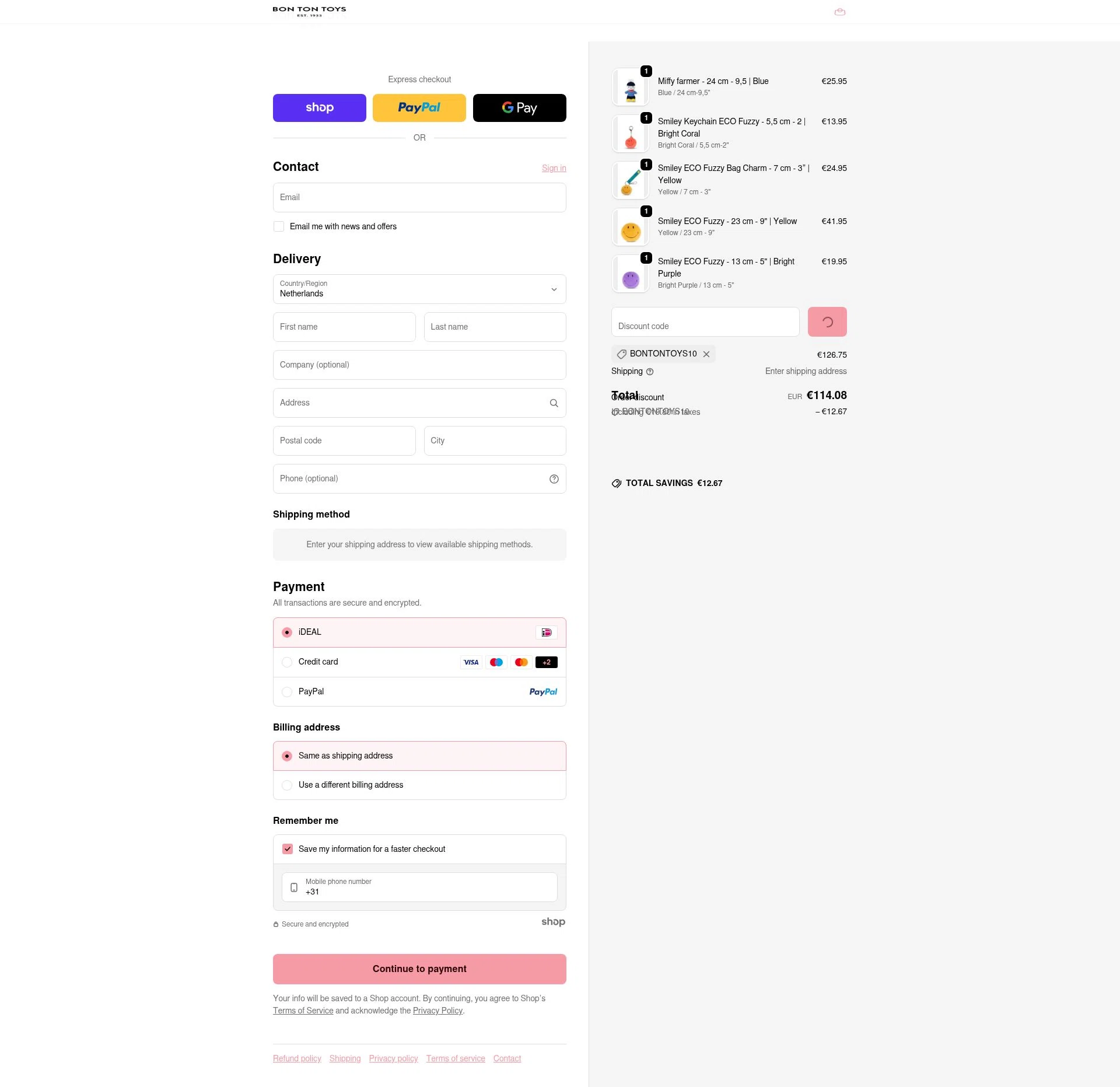 Bon Ton Toys checkout page showing Bon Ton Toys promo code box | Screenshot taken by SimplyCodes community member on Jan 26, 2026