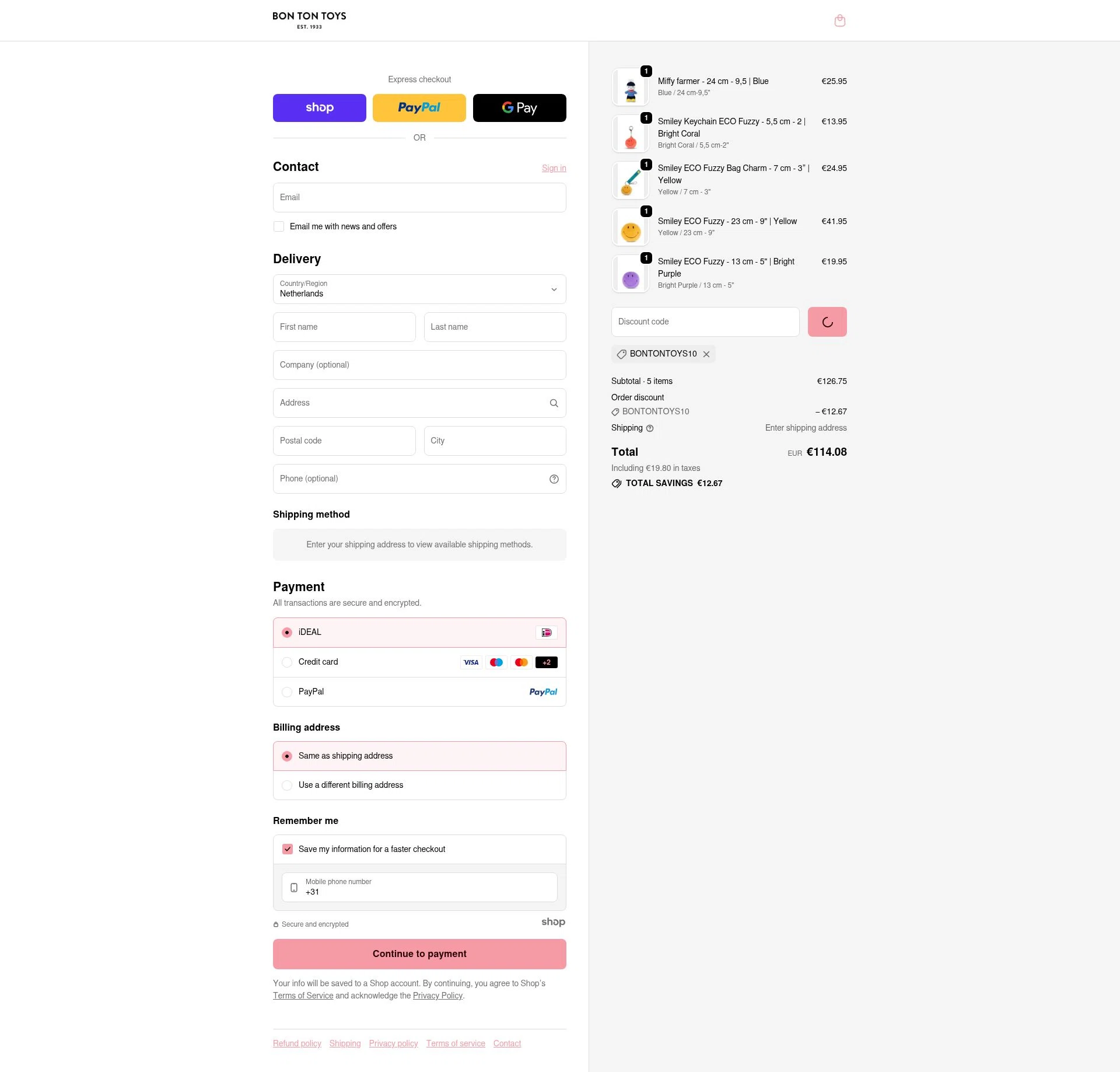 Bon Ton Toys checkout page showing Bon Ton Toys promo code box | Screenshot taken by SimplyCodes community member on Jan 17, 2026