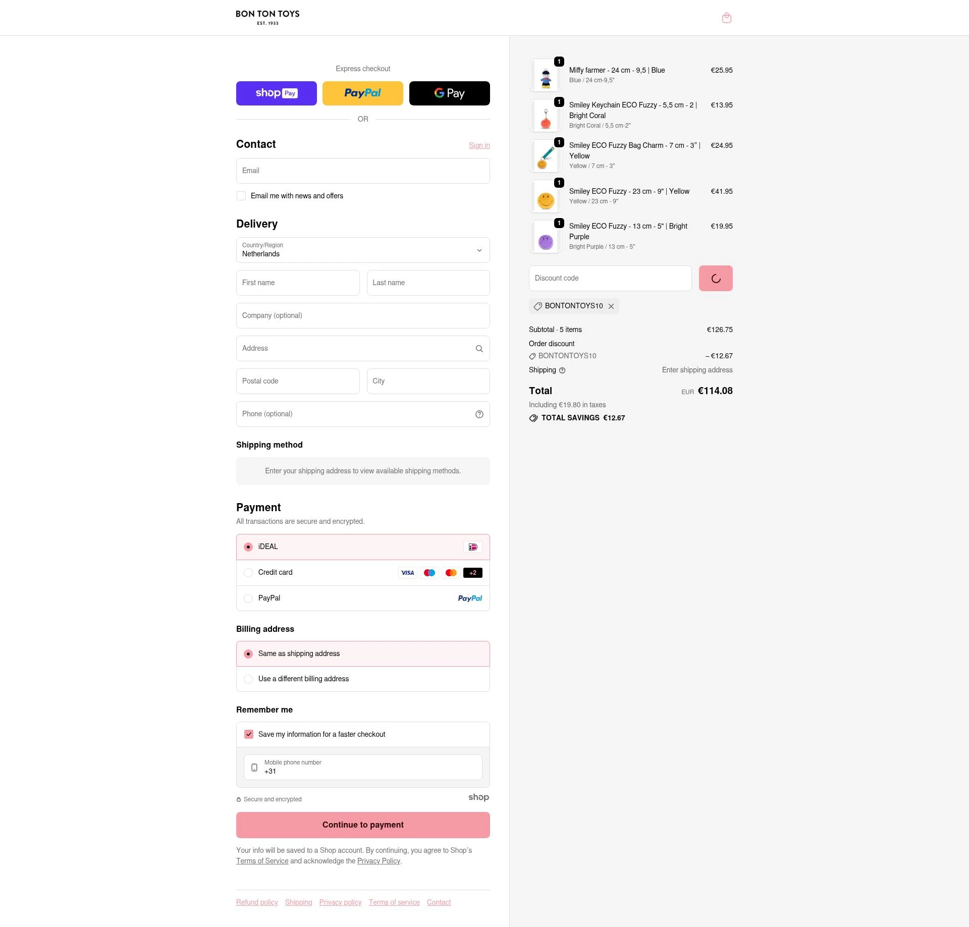 Bon Ton Toys checkout page showing Bon Ton Toys promo code box | Screenshot taken by SimplyCodes community member on Jan 7, 2026