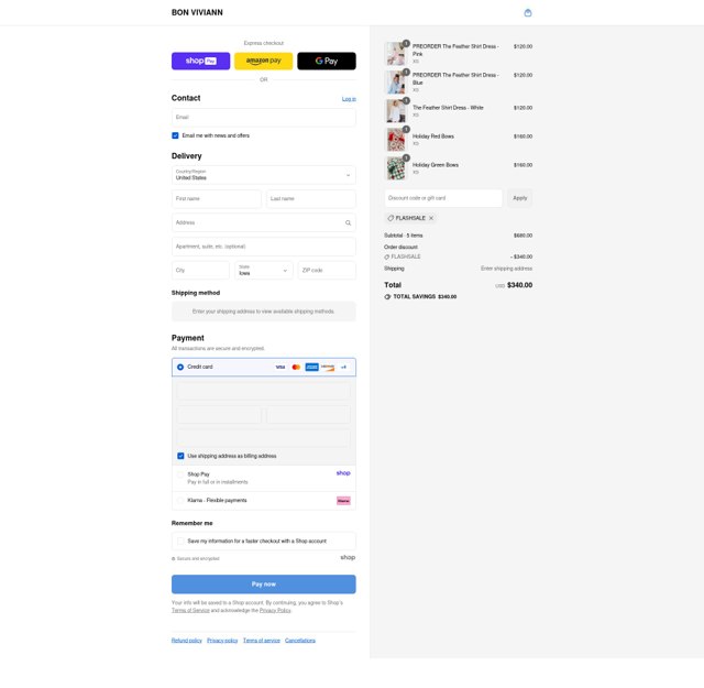 Bon Viviann checkout page showing Bon Viviann promo code box | Screenshot taken by SimplyCodes community member on Aug 27, 2025
