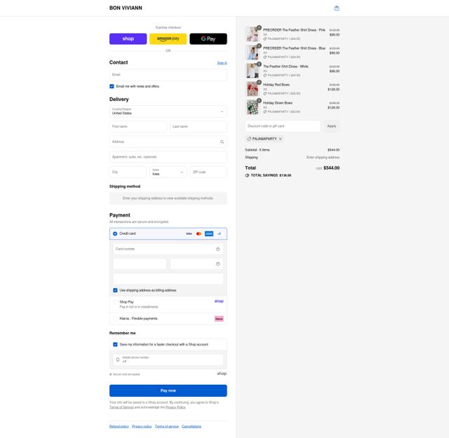 Bon Viviann checkout page showing Bon Viviann promo code box | Screenshot taken by SimplyCodes community member on Sep 12, 2025