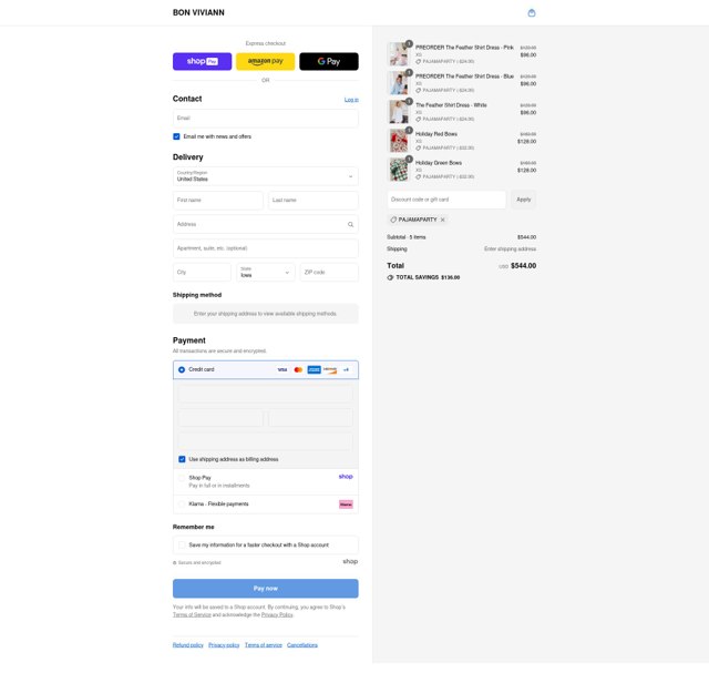 Bon Viviann checkout page showing Bon Viviann promo code box | Screenshot taken by SimplyCodes community member on Aug 27, 2025