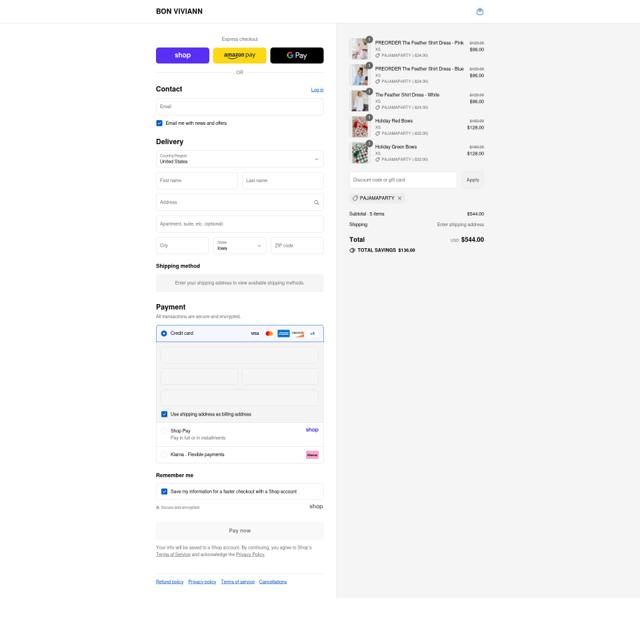 Bon Viviann checkout page showing Bon Viviann promo code box | Screenshot taken by SimplyCodes community member on Sep 8, 2025