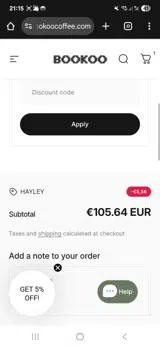 HAYLEY coupon verification screenshot