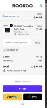 charlie coupon verification screenshot